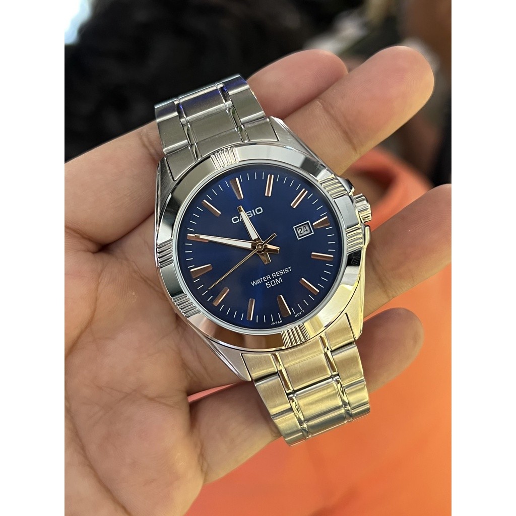 Original CASIO Analog Blue Dial สแตนเลสนาฬิกาผู้ชาย MTP-1308D-2A / CASIO MTP-1308D-2AV