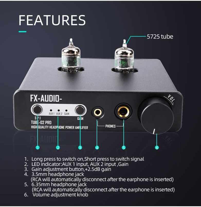 TUBE-02 FX-AUDIO PRO หลอด แอมป์ Dual JAN5725W หลอดประสิทธิภาพสูง Class A