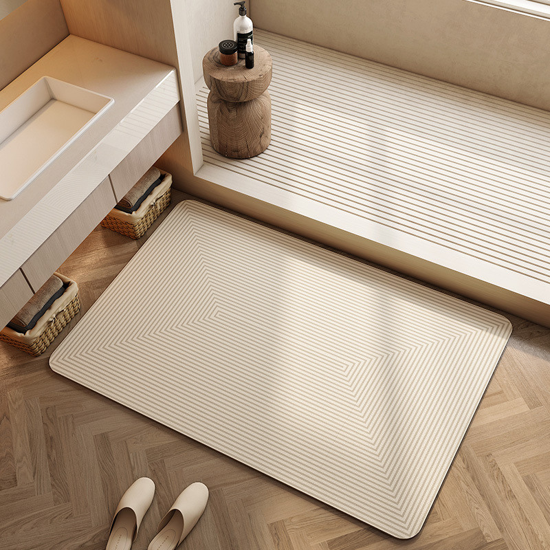 Carpet Absorbent Bathroom or s Non-slip Bath Rug Home Decor Cream Beige Stripes Area Rugs Toilet En