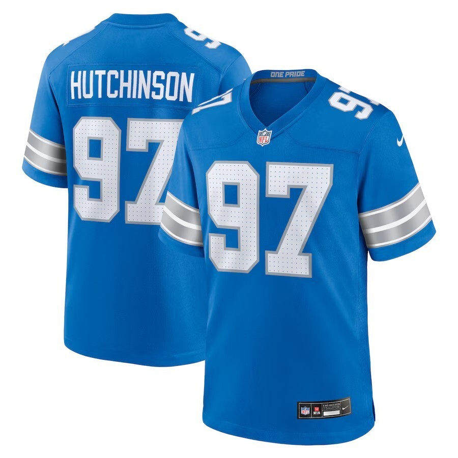 เสื้อรักบี้ Detroit Lions Detroit Lions No. 97 เสื้อแข่ง Aidan Hutchinson