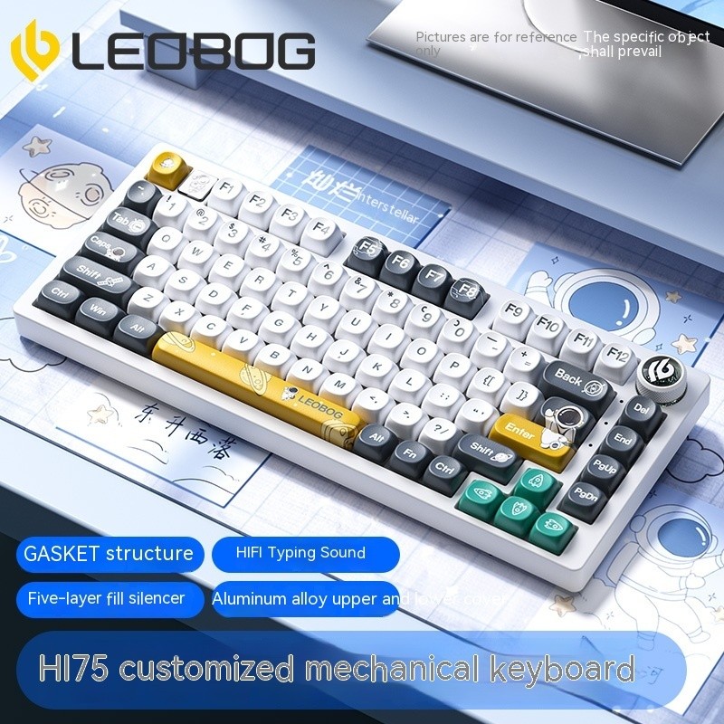 Leobg คีย์บอร์ดเกมมิ่งแบบมีสาย Hi75 nic ปรับแต่ง 81 ปุ่ม 75% Sp