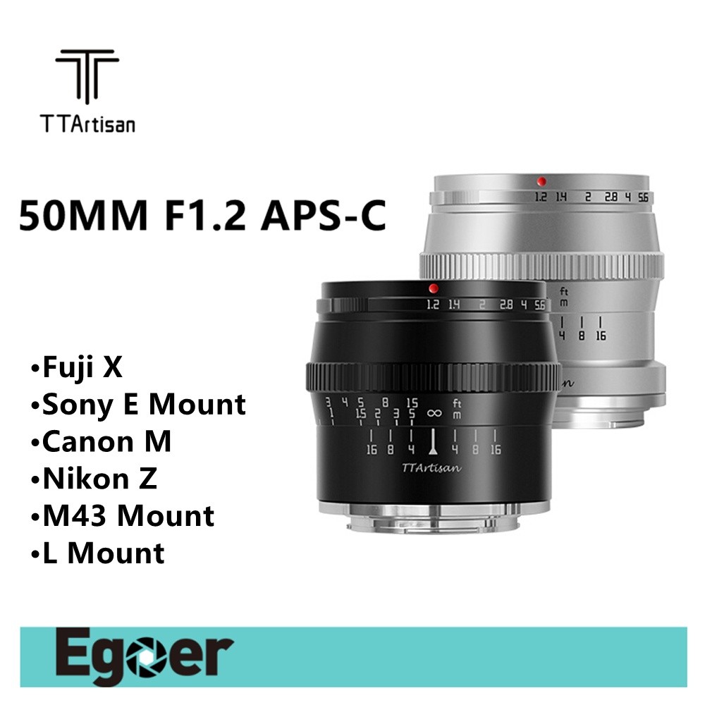TTArtisan 50mm F1.2 APS-C กล้องเลนส์โฟกัส MF สำหรับ Sony E Fujifilm Fuji X Canon M EF-M M43 M4 / 3