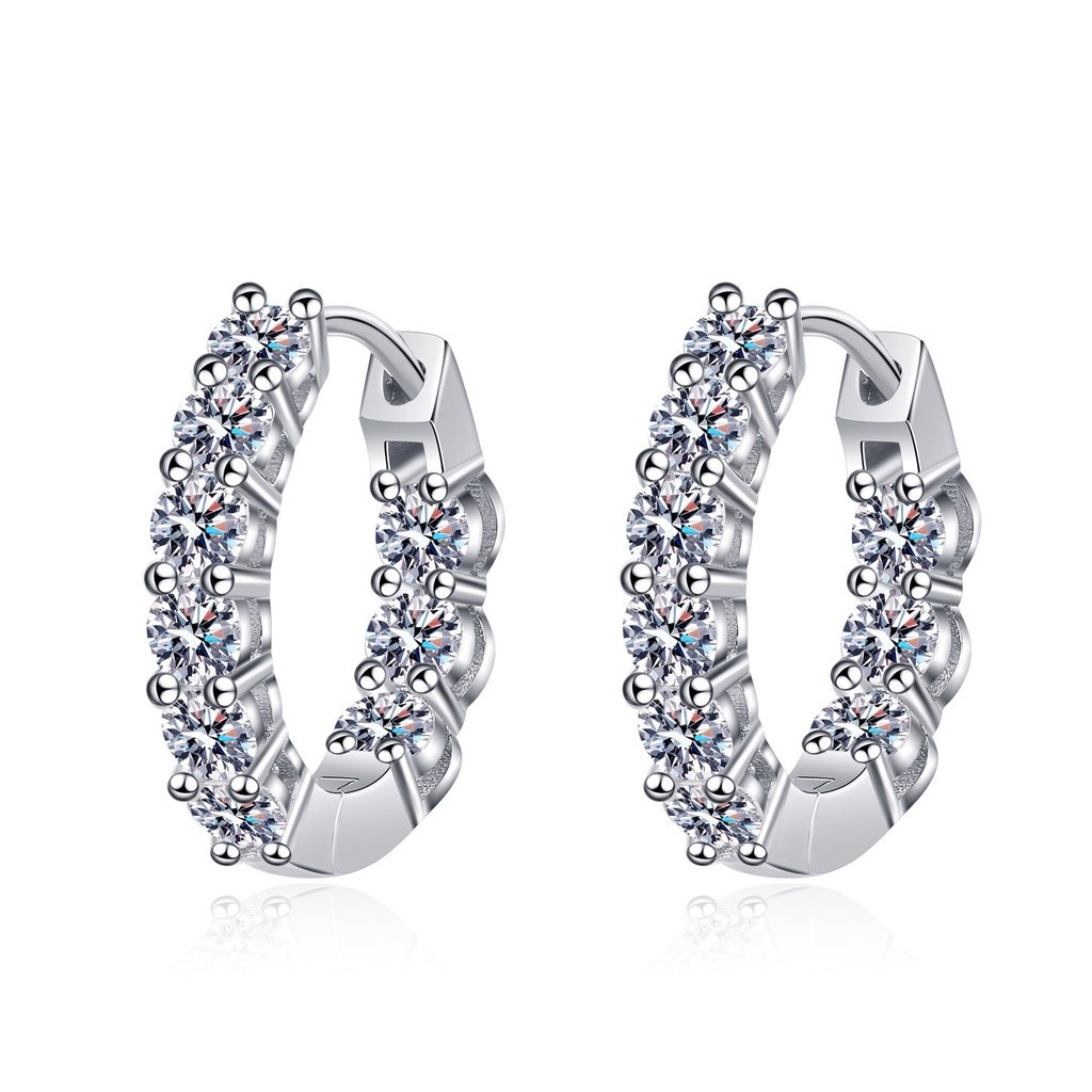 moissanite diamond hoop earrings for girl ต่างหูห่วง ประดับเพชรโมอิส 1.8ct