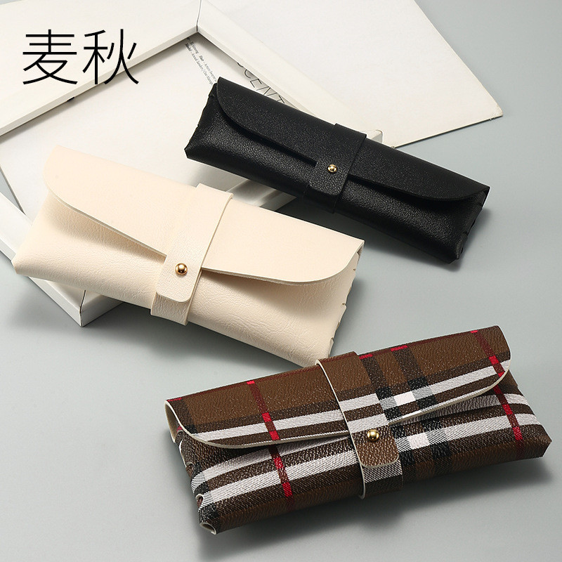 ตาข่ายทอคลาสสิก Handmade หนังหัวเข็มขัดแว่นตา High-End แบบพกพา pvc แว่นตากันแดดกระเป๋านุ่ม