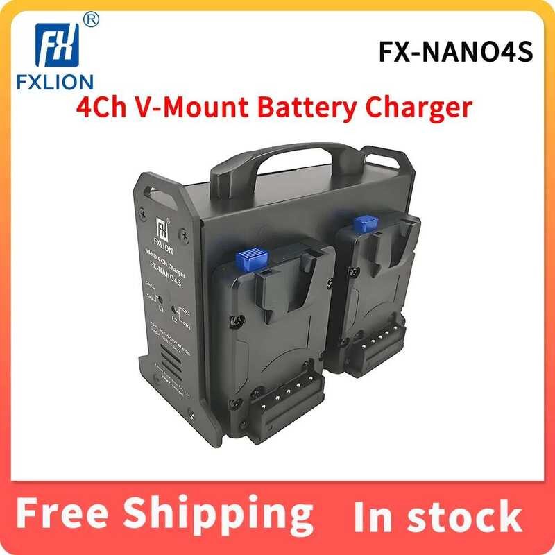 FXLION ที่ชาร์จแบตเตอรี่ NANO4S 4-CH V-Mount แบบพกพาสำหรับ Nano One TWO Blackmagic Ursa Mini, Bmpcc4