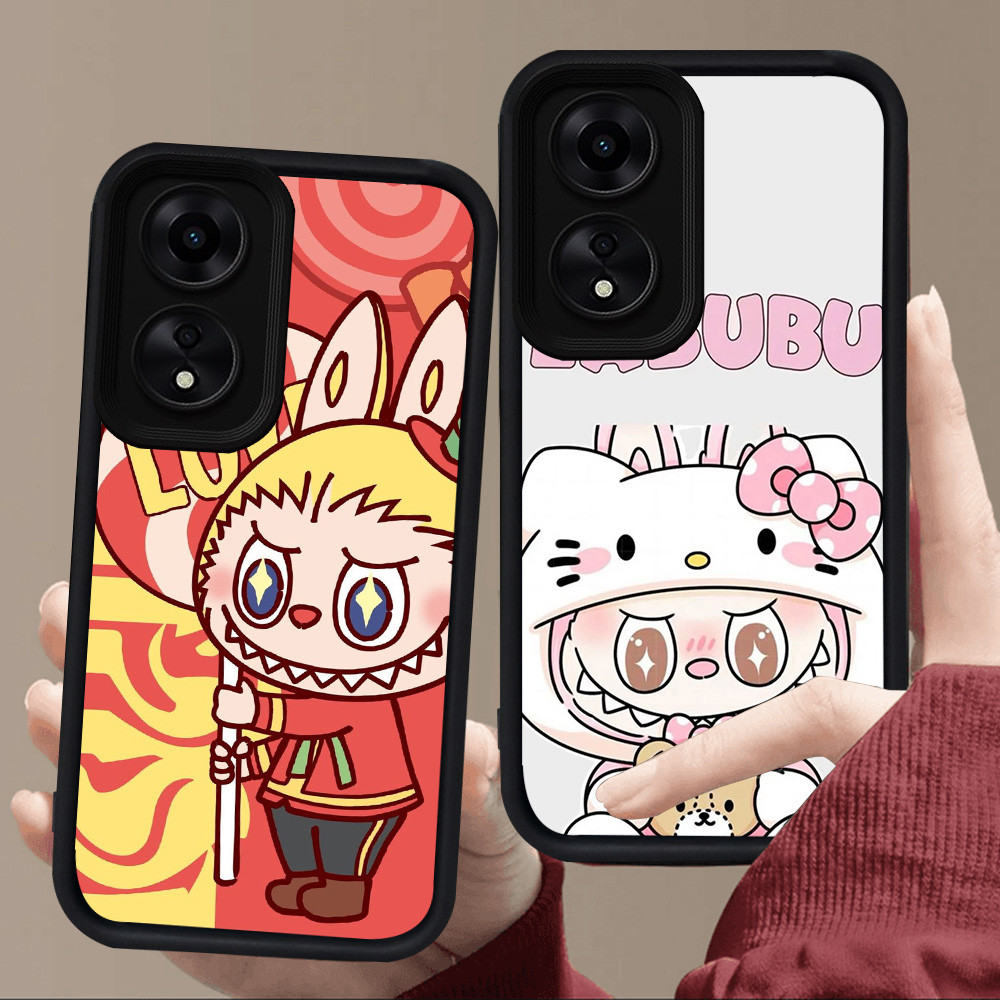 E89 LABUBU ออกแบบปลอกสําหรับซิลิโคนสีดํา OPPO A18 A78 A60 A58 A98 A38 A17K A17 5G