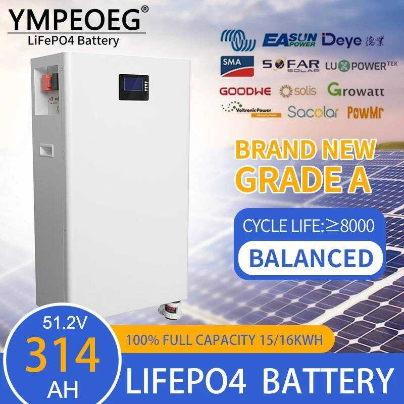 แบตเตอรี่ LiFePO4 ขนาด 280Ah/314Ah 48V ความจุเต็ม 100% 15KWH/16KWH แบรนด์ใหม่ เกรด A พร้อม BMS ในตัว
