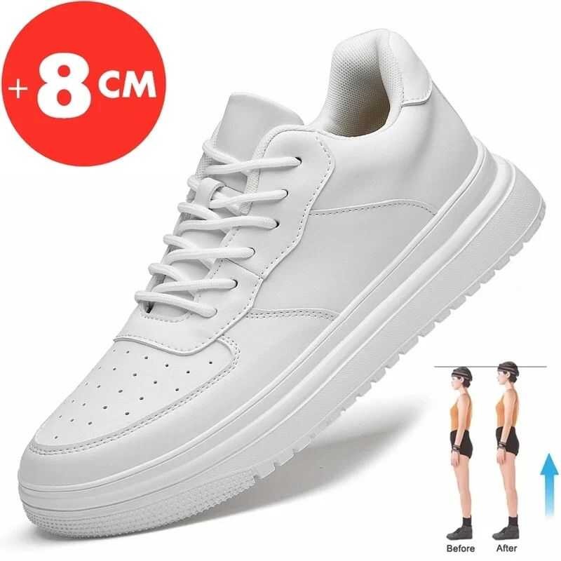 ❤ Lift Sneakers Man Elevator Height Increase Insole 8Cm White Taller Shoes Men Leisure Fashion