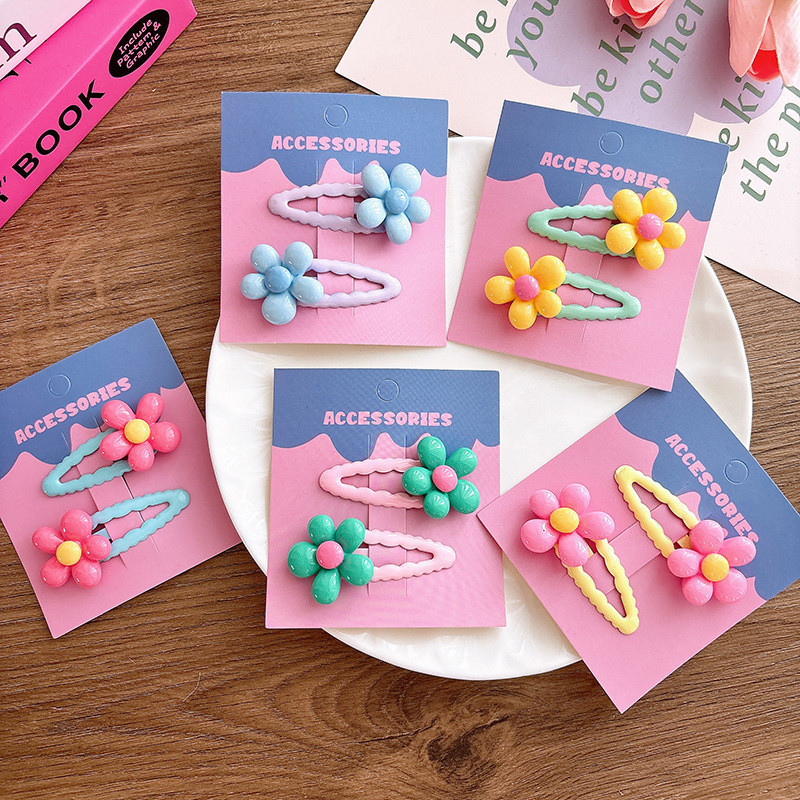 2pcs ใหม่น่ารักหวาน Candy ดอกไม้สีสาว Hairpins เด็กอุปกรณ์เสริมผม