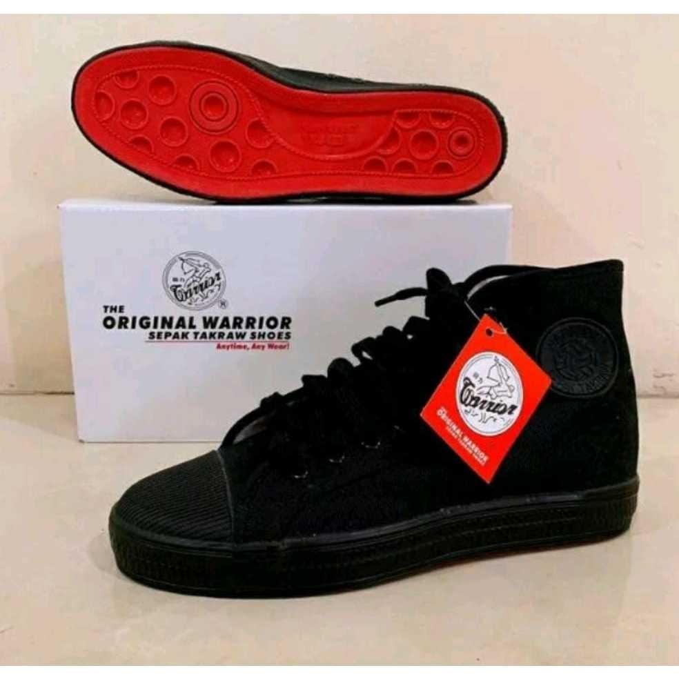 [SIZE38-44] Warrior Hi Cut รองเท้าตะกร้อ Kasut ตะกร้อ Kasut Sekolah Kasut Hitam รองเท้าผ้าใบ MJWB8B