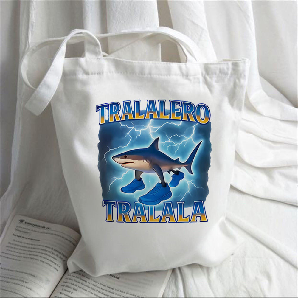 อิตาเลี่ยน Brainrot Tung Tung Sahur ผ้าใบ Tote กระเป๋าเป็นมิตรกับสิ่งแวดล้อมศิลปะพิมพ์ส่วนบุคคลไหล่ 