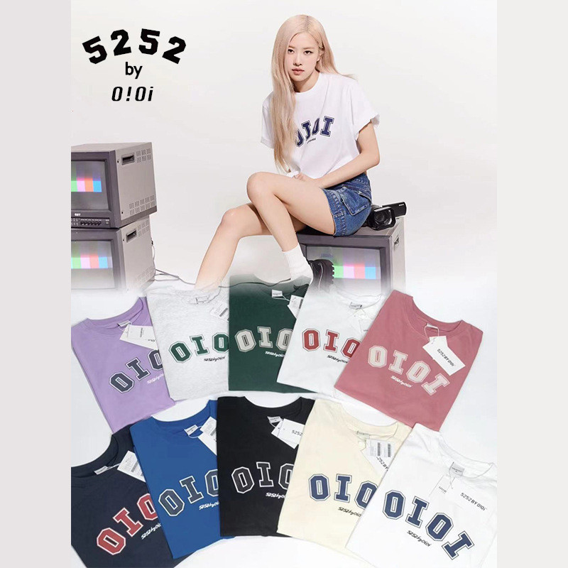 ♞,♘พร้อมส่งเกาหลี oioi แขนสั้นพิมพ์ตัวอักษรผ้าฝ้ายแท้ผู้ชายและผู้หญิงเสื้อยืดคู่ WTY
