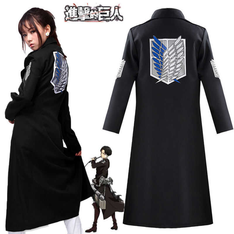 Anime Attack On Titan Cloak Cosplay Costume Alan Mikasa Jacket Coat Black Long Windbreak Wings Of F