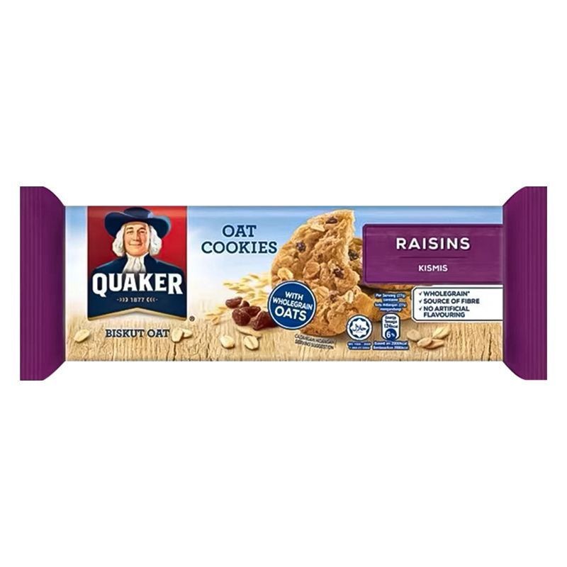 นำเข้า Quaker Quaker ข้าวโอ๊ตลูกพรุนลูกเกด 100 กรัมคุกกี้ขนมขบเคี้ยวแบบสบาย ๆ