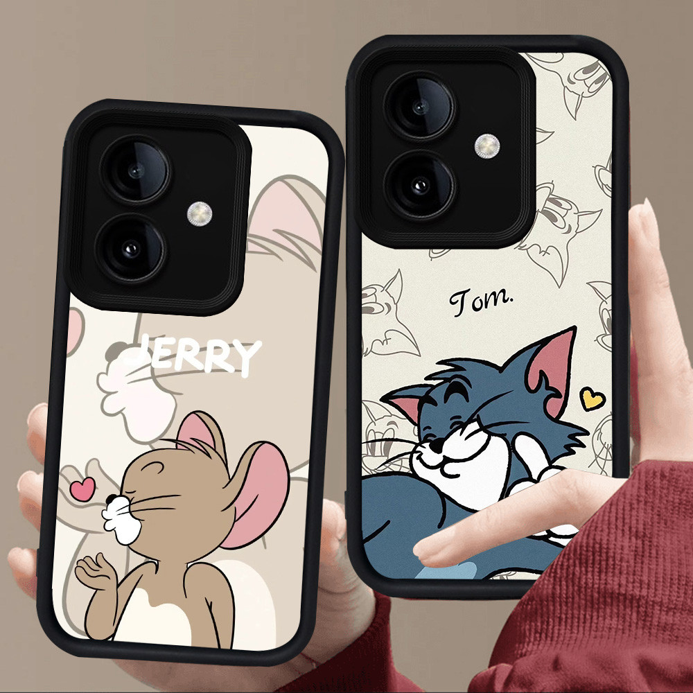 E108 Love Couple Casing for Black Silicone OPPO A3X A5 A3 Pro A79 A5X 5G