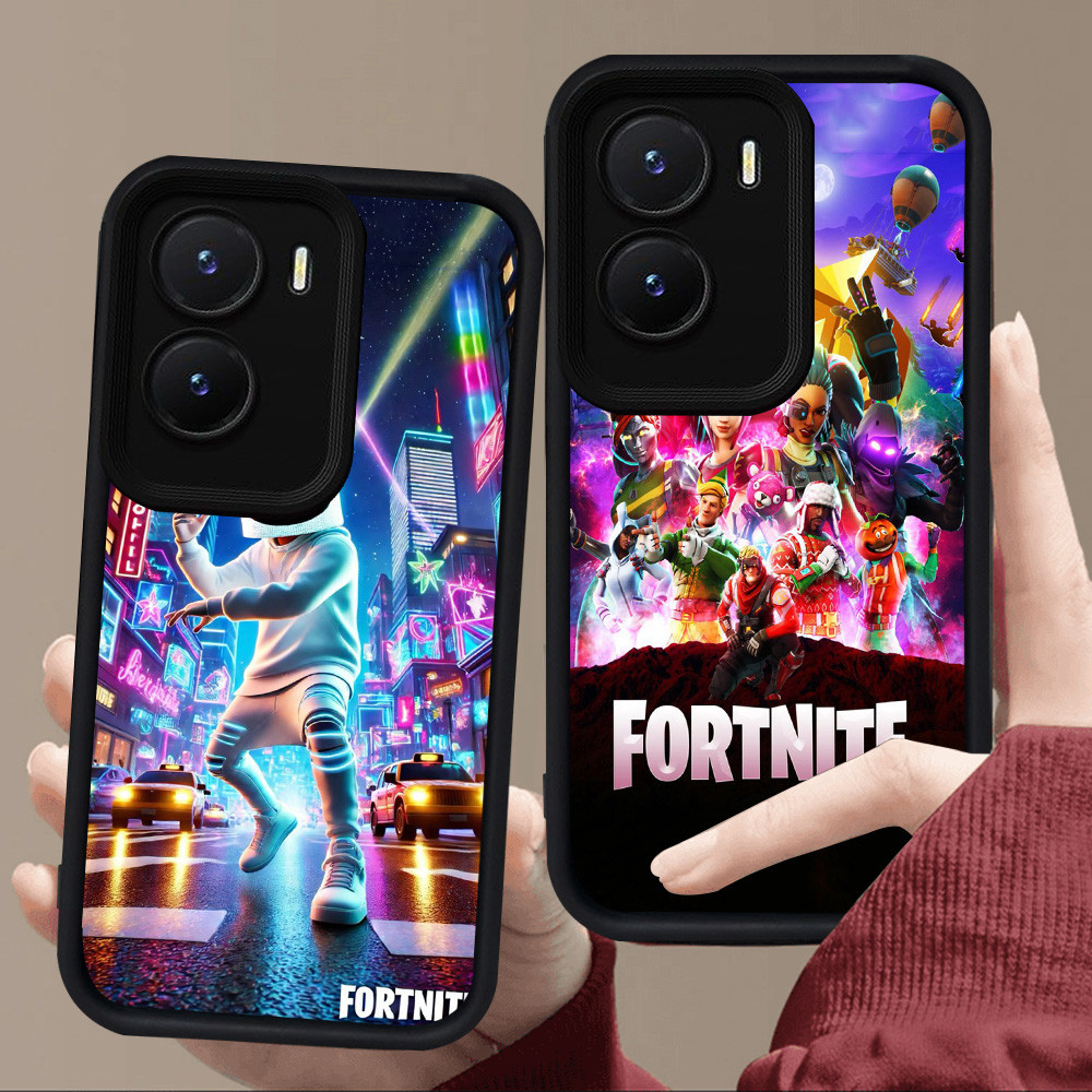E111 Fortnite เกมปลอกสําหรับซิลิโคนสีดํา VIVO Y35 IQOO Z9X Y56 Z9 Y22s Y75 Y15a Y15s Y55 Y01 Y22 Y16