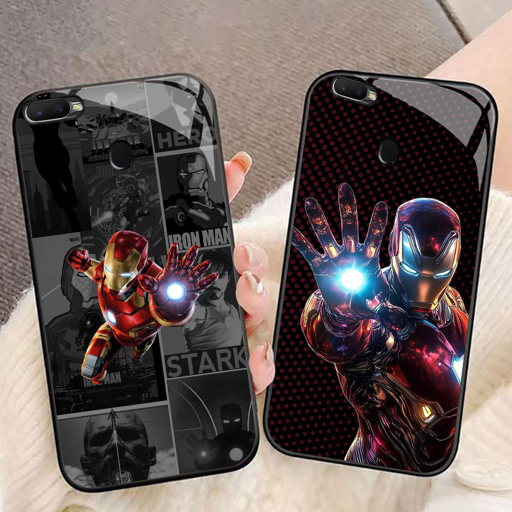 MK-37 Avengers Liquid HD Glass Casing สําหรับ OPPO A7 A12 A12S A11K A5S F9 F7 F5 Realme 2 Pro
