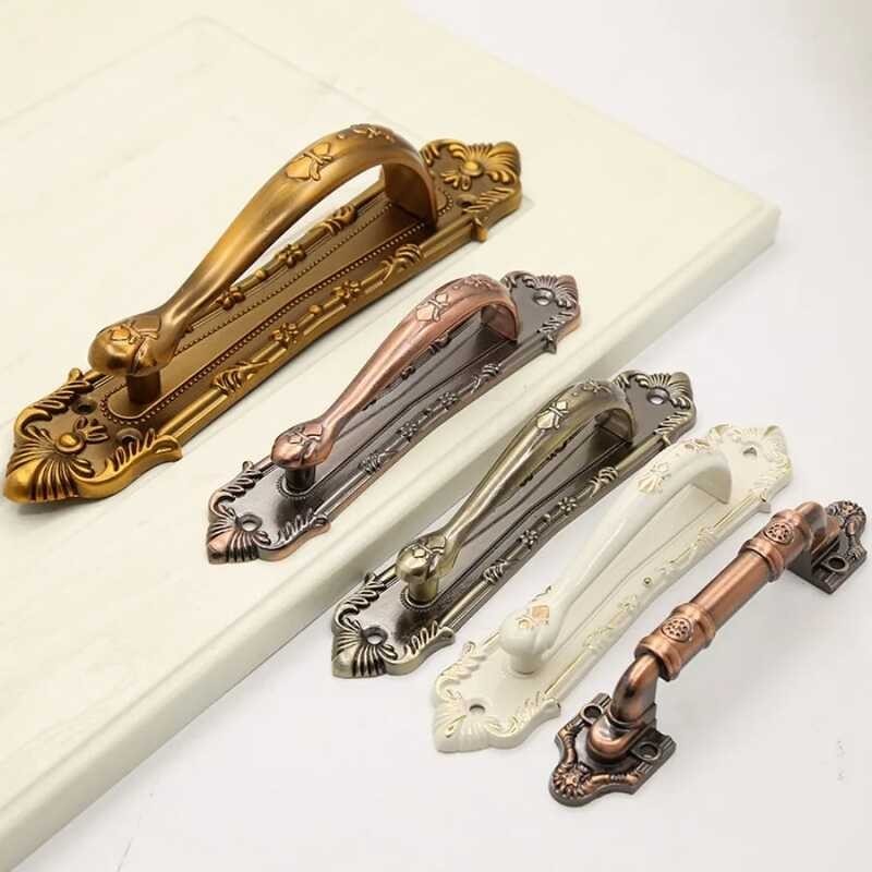❤ Nordic Vintage Wooden Bedroom Sliding Furniture Push Pulls Wardrobe Handle Cupboard Handles