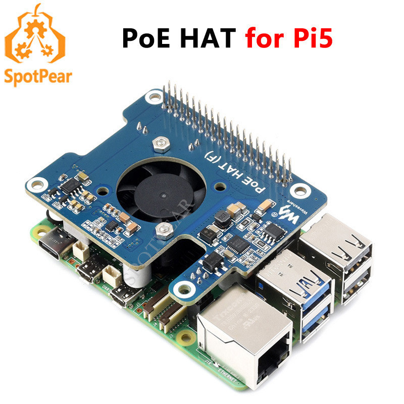 Raspberry Pi 5 PoE HAT พลังเหนือ Ethernet 802.3af Moudle สําหรับ Pi5