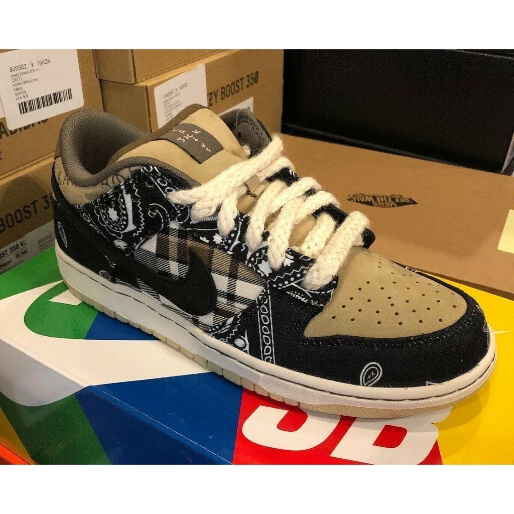 Sb Dunk Low Travis Scott รองเท้าผ้าใบดอกมะม่วงหิมพานต์ CT5053-001