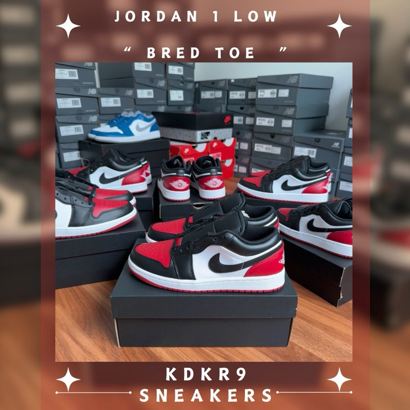 ♞,♘Jordan 1 Low Bred Toe ของแท้ พร้อมส่ง