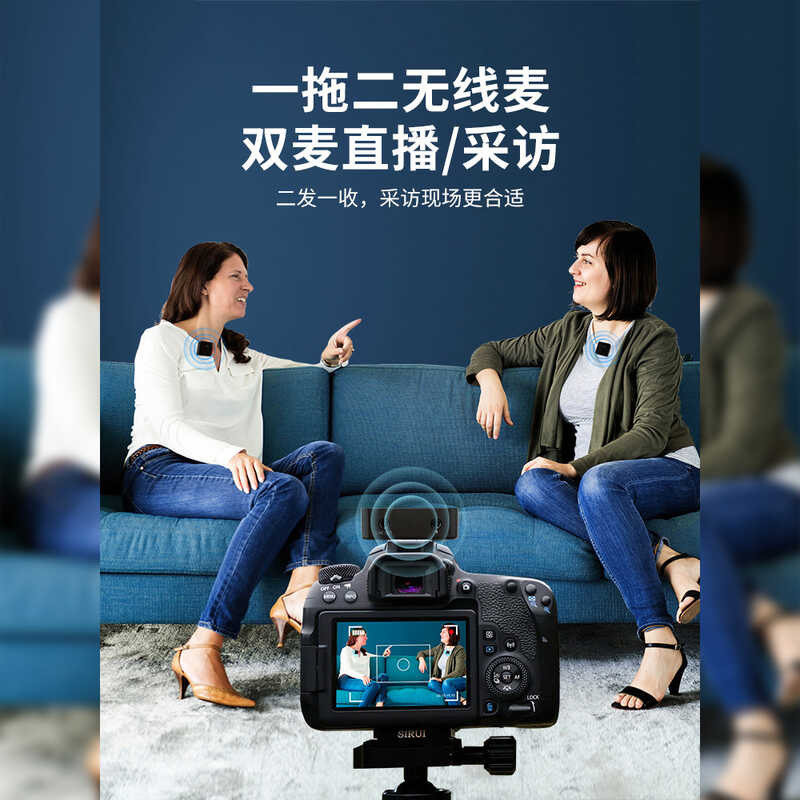 2.4G ไร้สายคอคลิปไมโครโฟน Tiktok การถ่ายภาพสด K บันทึกเสี