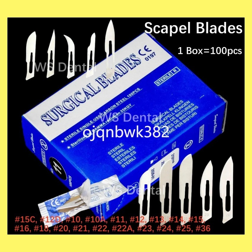 A 100pcs เหล็กคาร์บอนปราศจากเชื้อ Scapel ใบมีด Scalpel ซ่อมมีดสำหรับทันตกรรมซ่อมโทรศัพท์ Eyebrow Gr