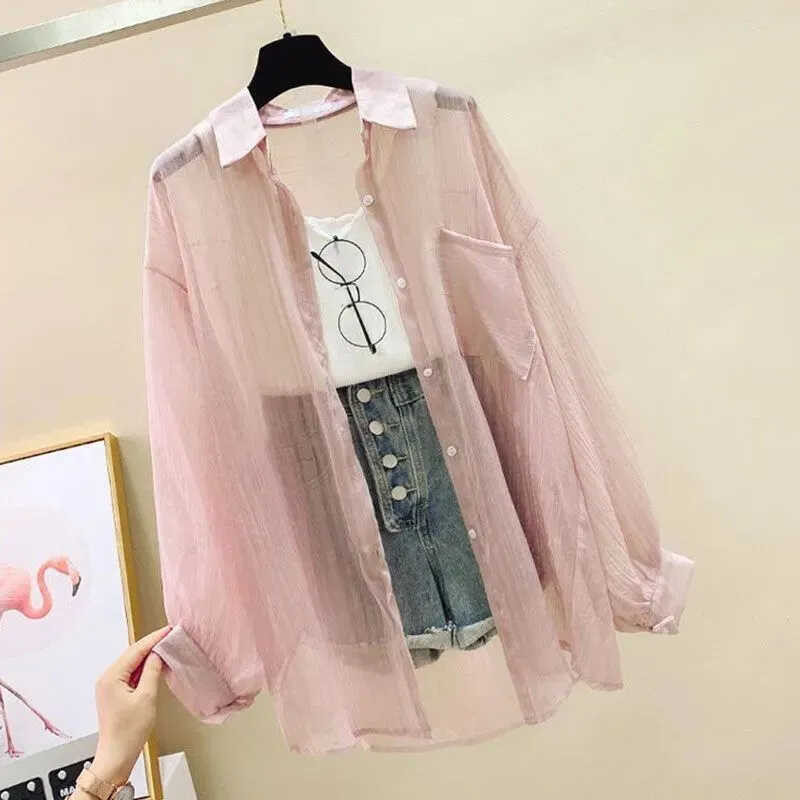 ฤดูร้อนป้องกันแสงแดดเสื้อบาง D2f 2024 ใหม่เกาหลีหลวม