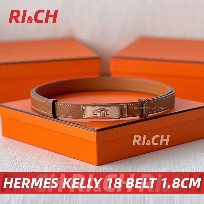 #Rich ราคาถูกที่สุดใน Shopee แท้Hermes Kelly 18 Belt 1.8cm #Gold #Rose gold #Silver เข็มขัดผู้หญิง