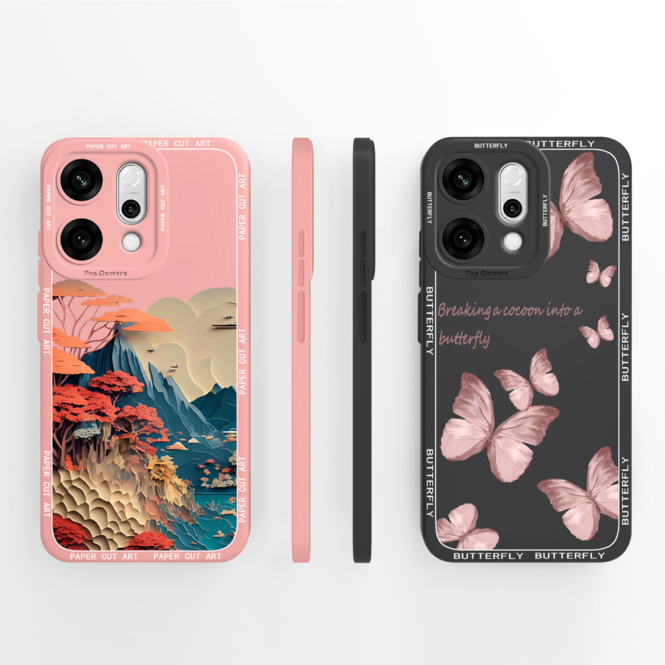 สําหรับ OPPO Reno 14 14 Pro 14F ประกายผีเสื้อ Maple Liquid กันกระแทกกล้องป้องกันคุณภาพสูงสําหรับ OPP