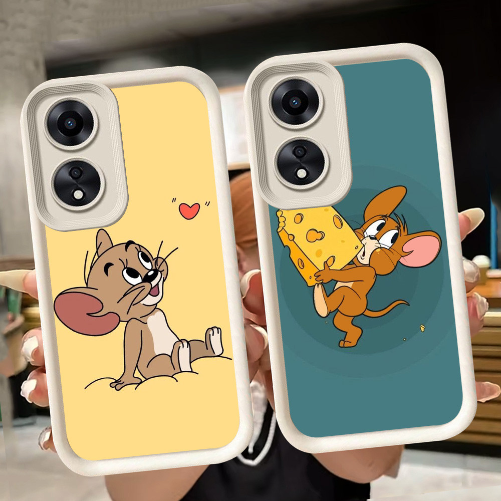 ปลอกอ่อนสําหรับ OPPO A98 A17K A18 A17 A58 A60 A78 A38 5G สีขาว Q8 เมาส์แมว