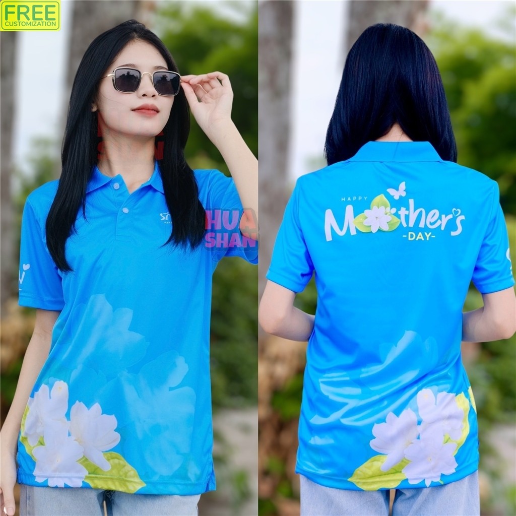 เสื้อฟ้าวันแม่ เนื้อผ้าไมโครพิมพ์ลาย ทรงสวย ใส่สบาย ใส่ได้ทั้งหญิงและชาย