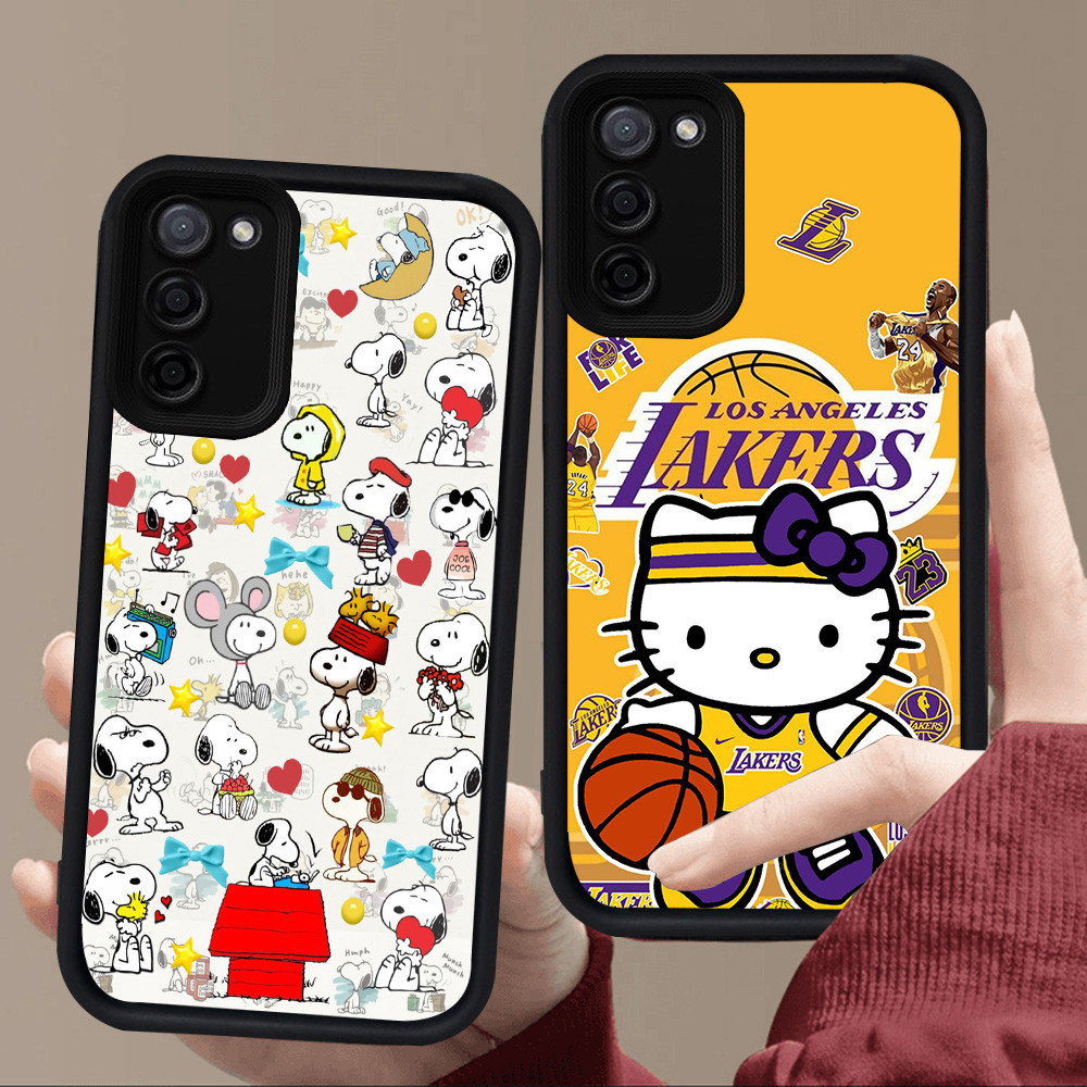 E71 Snoopy Kitty สําหรับซิลิโคนสีดํา Samsung A51 A71 J6 M02S A02S A02 F02S M02 A03 Core J4 Plus A31 