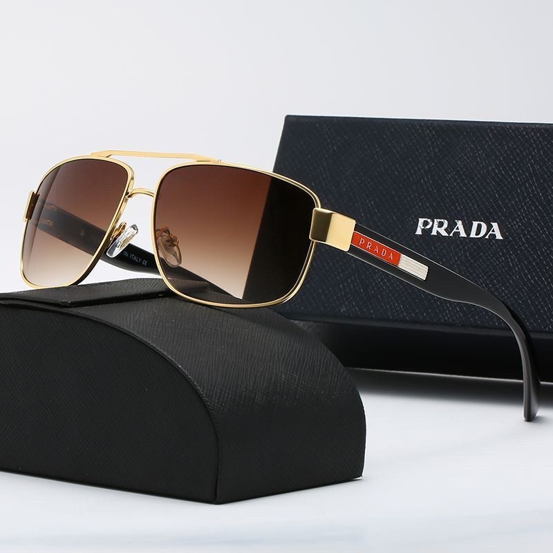 Prada แว่นกันแดดผู้ชายกรอบสี่เหลี่ยมเล็กแฟชั่นใหม่, แว่นกันแดดธุรกิจคนขับ, แว่นกันแดดเดินทางกลางแจ้ง