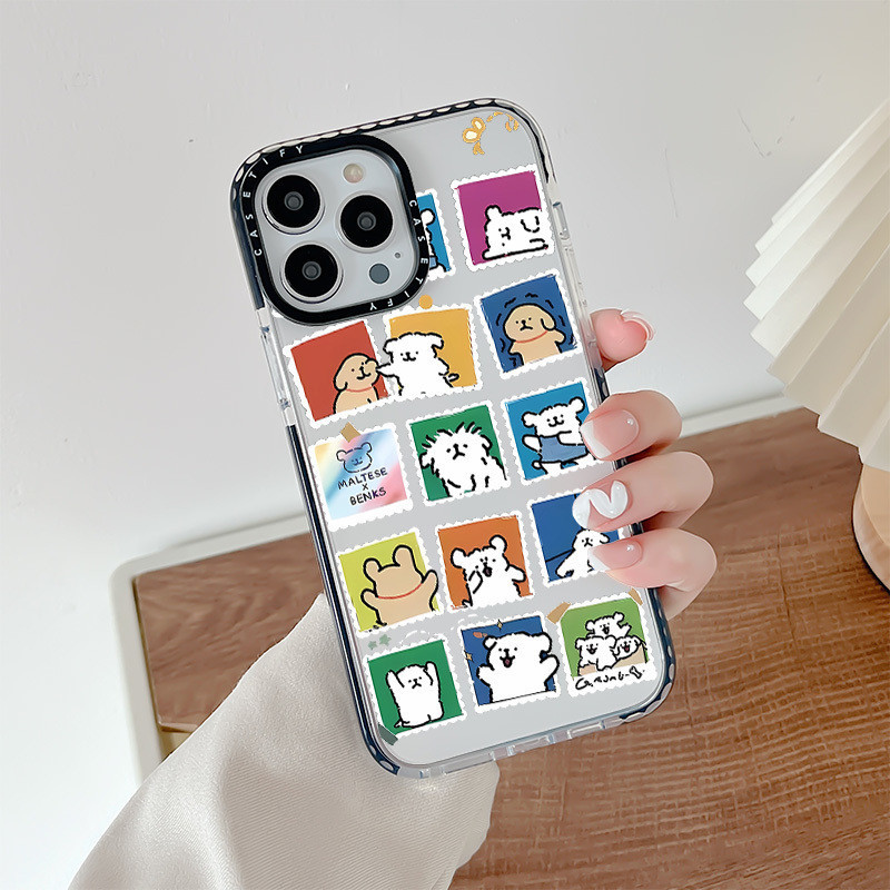 น่ารักการ์ตูนกรอบรูปลูกสุนัขสําหรับiphone 11 14 15 Pro Max 12 13 Mini Cover X XR XS MaxซิลิโคนกันชนใสSE 2022 6 7 8 Plusปลอกกันกระแทก