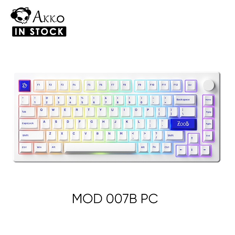 Akko MOD007B คีย์บอร์ดเครื่องกลไร้สายแบบถอดเปลี่ยนได้ PC พร้อมโครงสร้างเมาท์ปะเก็น