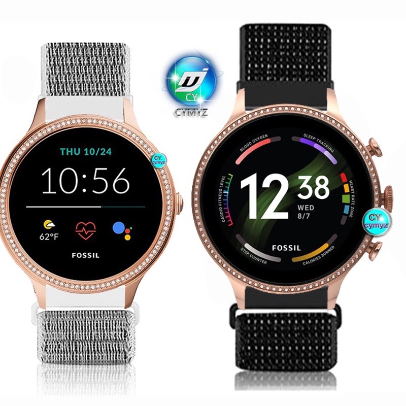 Fossil Gen 6 5E 42 มม.ผู้หญิงสมาร์ทนาฬิกา Fossil Gen 6 5E 42 มม.สายไนลอน Fossil Q Venture Gen 4 สายน