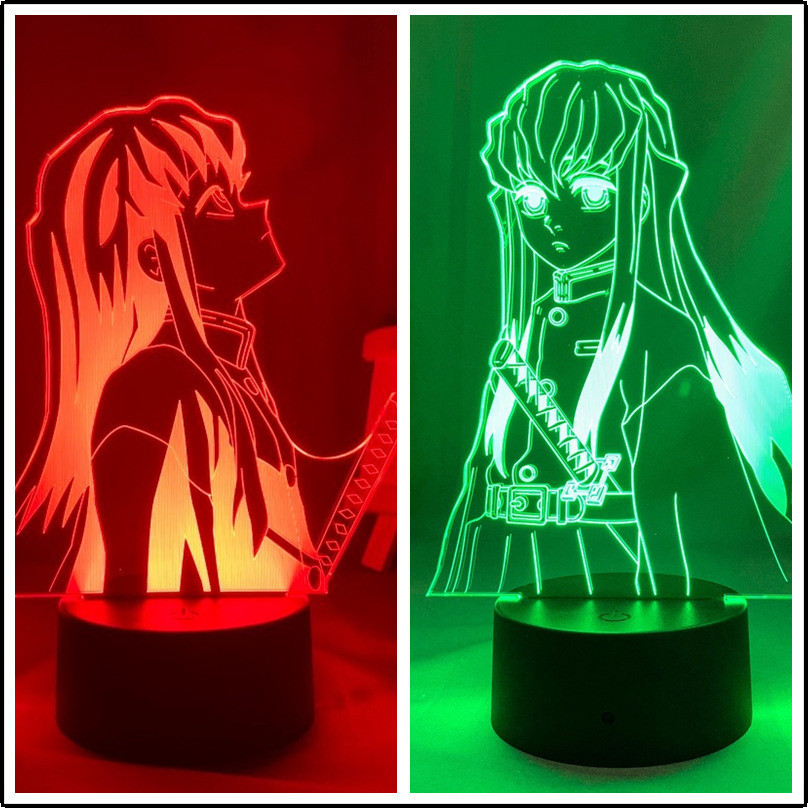 Demon Slayer Night Light Muichiro Tokito ไฟ Led เปลี่ยนสีโคมไฟข้างเตียง Cool ของขวัญสําหรับแฟน Demon Slayer