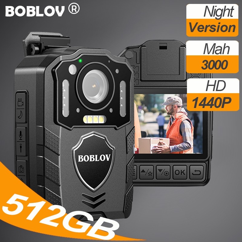 Boblov KJ25 กล้องบันทึกวิดีโอ Body Mini Police Camera HD 1440P 3000mAh รองรับการบันทึก 13H ชั่วโมง