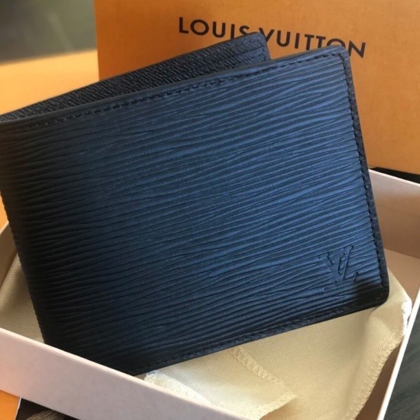 กระเป๋าสตางค์ผู้ชาย LV มือสอง SLENDER M60332 Epi ระลอกน้ำกระเป๋าสตางค์ธนบัตรกระเป๋าสตางค์พับคลิปสั้