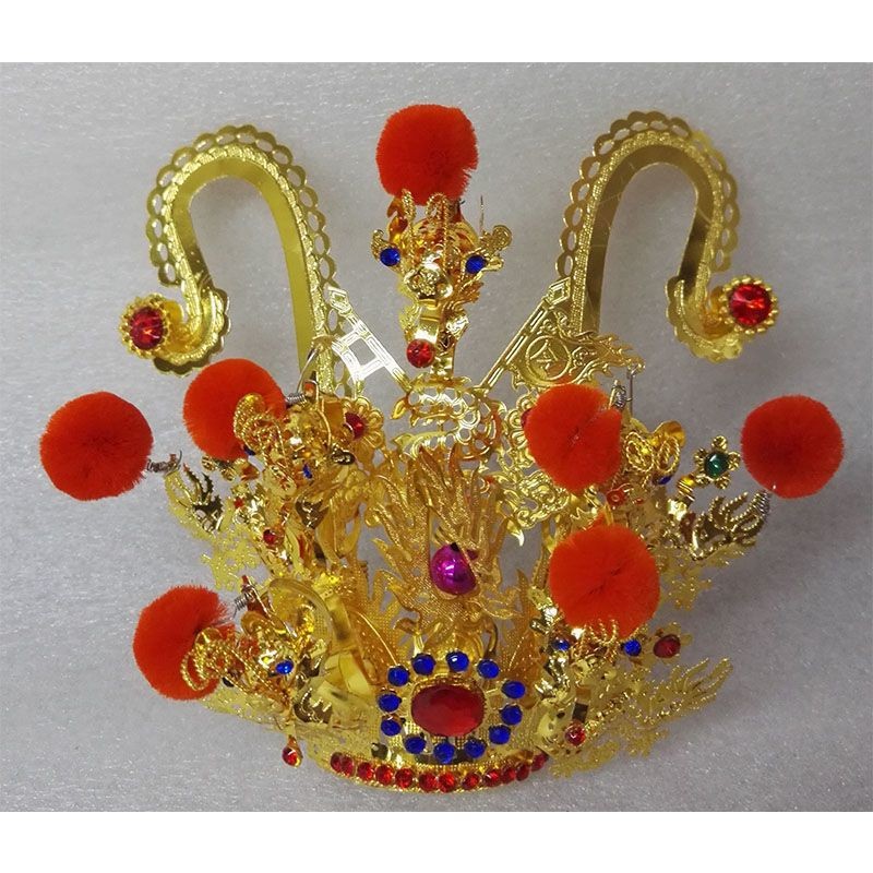 ♞,♘เครื่องใช้พระพุทธรูปไต้หวันฝูเจี้ยนใต้แบบดั้งเดิมหางฟีนิกซ์มงกุฎที่สามเจ้าชายจอมพลแท่นบูชาฉีวันใหญ่หมวกศักดิ์สิทธิ์