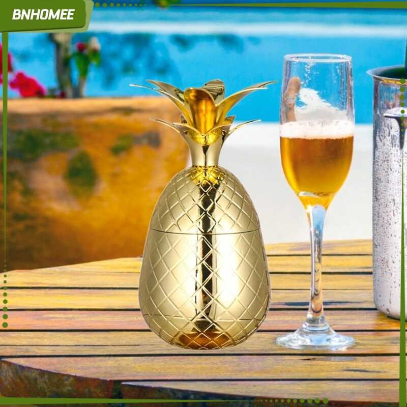 BNHOMEE Pineapple Water Cup Drinkware Beverage Bottle Mug Stainless Steel Juice Glass For Birthday
