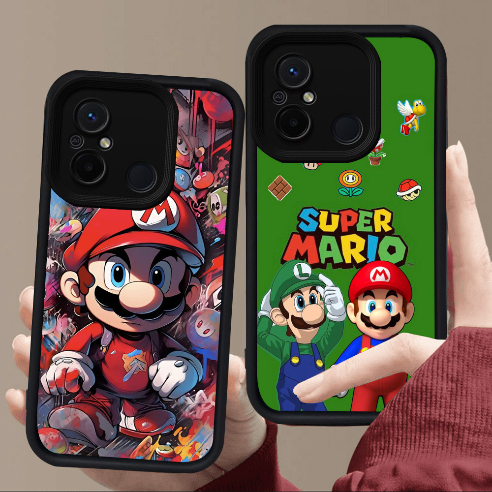 E120 Mario สําหรับซิลิโคนสีดํา Xiaomi Redmi POCO M3 M4 A1 C55 A2 12C C65 9A 9T 9C 10C A5 C71 หมายเหต