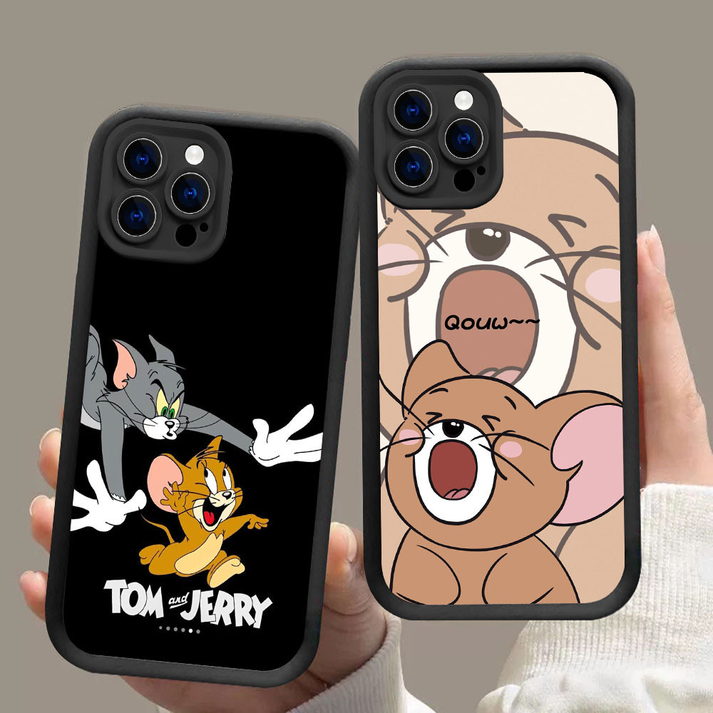 DF-105 Tom and Jerry Luxury Soft Casing สําหรับ iPhone 14 15 Pro Max