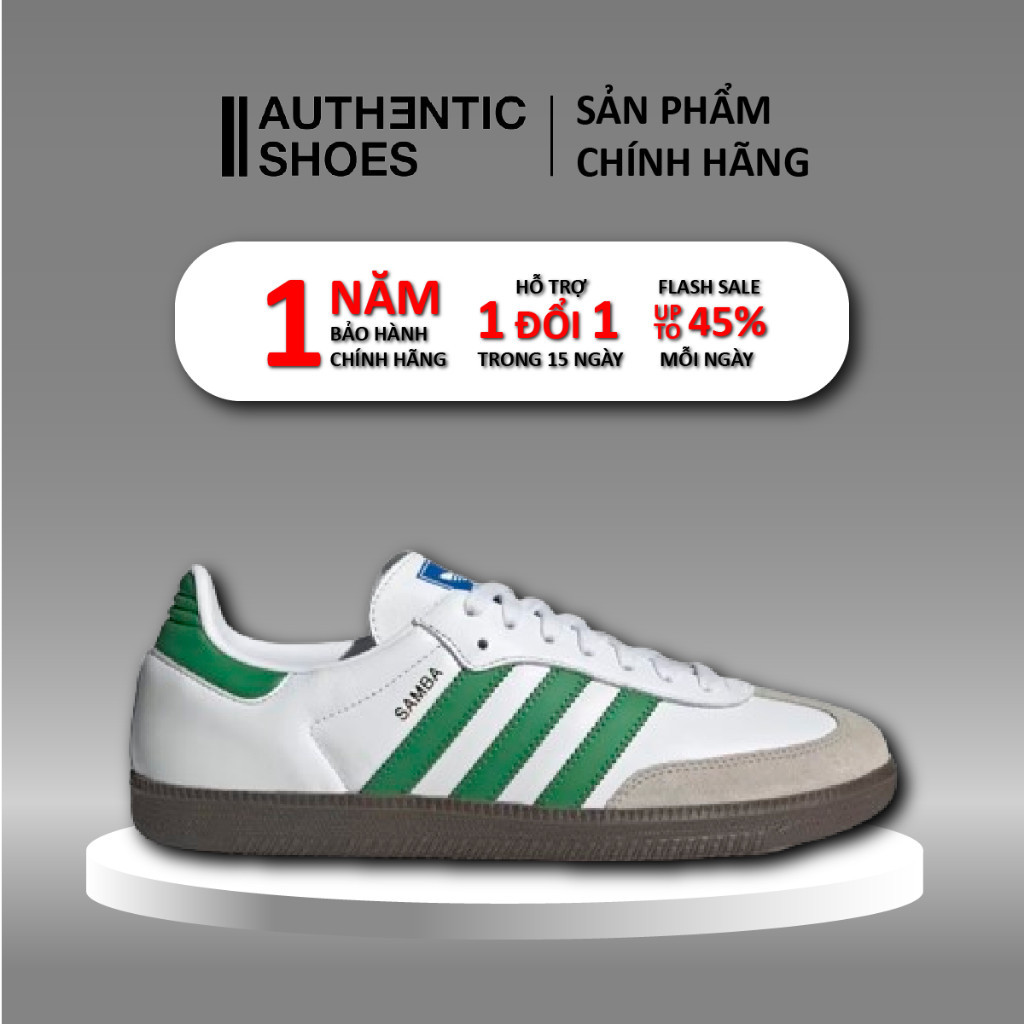 | แท้ แท้ | Adidas Samba OgFootwear รองเท้าผ้าใบสีขาวสีเขียว IG1024