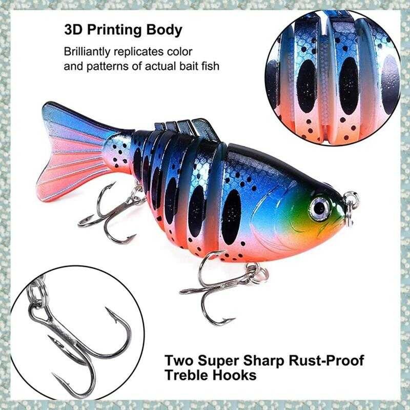 (Rvcj) 9 Swim Baits Lures For Bass Fishing Lure Lifelike,4 7 & 5 Pcs 6 Knots