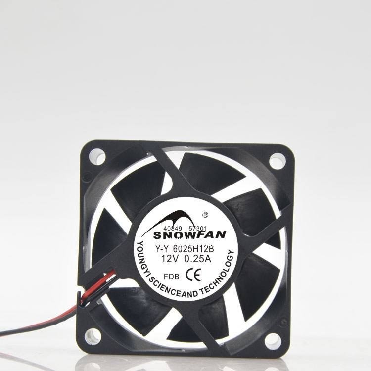 SNOWFAN YY6025H12B 6025 12v พัดลมระบายความร้อน DC 6CM พัดลมอุตสาหกรรม Double Ball