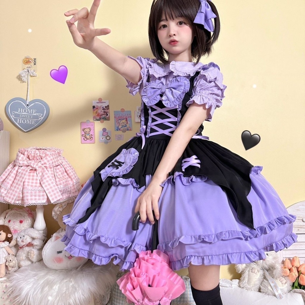 Cosplay[สาวตุรกี] การออกแบบดั้งเดิมโลลิต้า Kuromi lolita jsk Daily Cute lo Skirt Dress