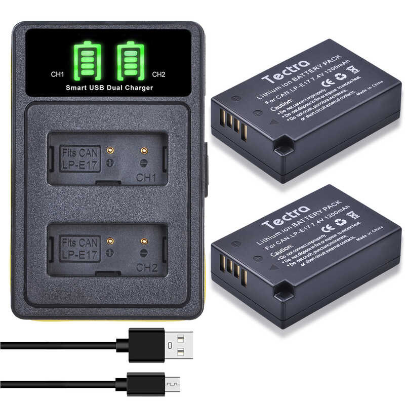 LP-E17 f Battery/Type C Dual Charger for Canon R50,RP,200D,77D,M3,M5,M6,Rebel T8i,T7i,T6i,T6s,SL2