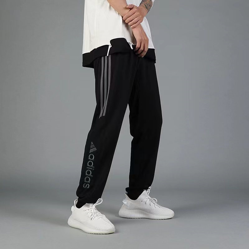 โลโก ้ ปัก Adidas 100 %Original Cotton Joggers ขากว ้ าง Cargo Climbing กางเกง